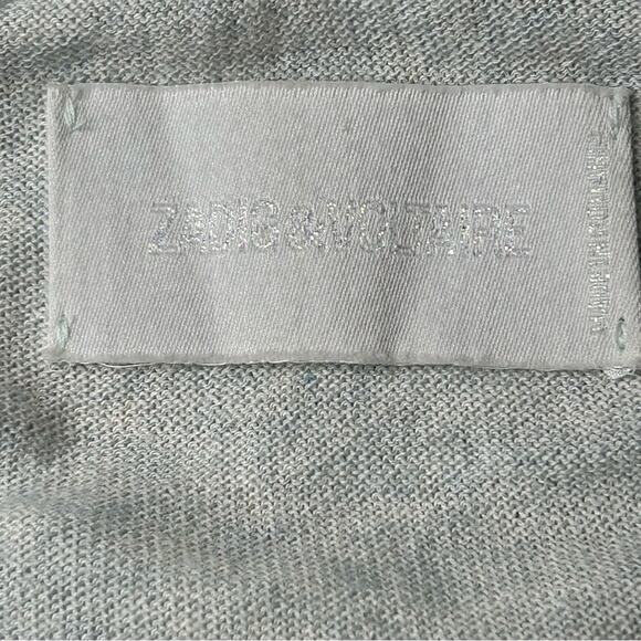 Zadig & Voltaire River Cotton Cashmere V Neck Sweater Color Block Blue XS - Picture 6 of 12